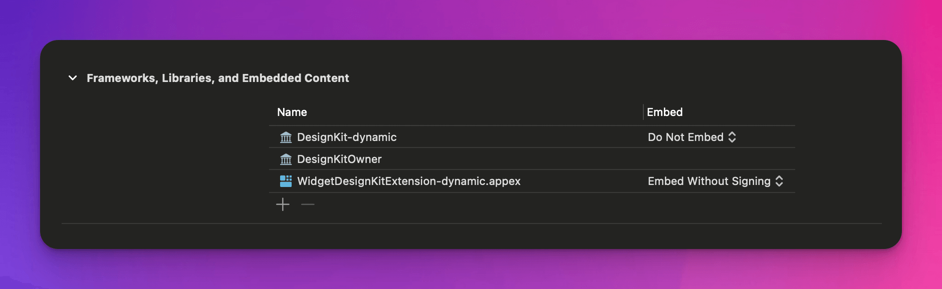 Static with dynamic library settings